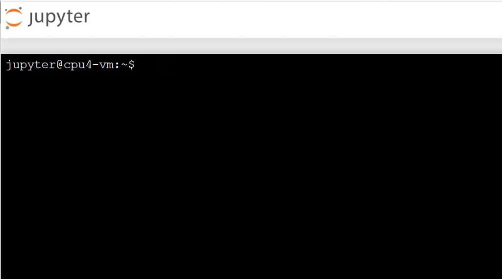 หน้าจอ terminal ให้เรารัน shell command ได้จากหน้าเว็บ Jupyter Notebook