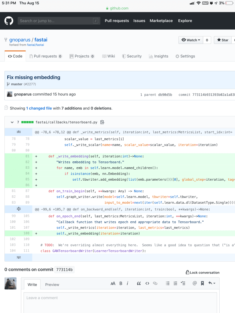 Fix missing embedding bug https://github.com/gnoparus/fastai/commit/773114b931393b02a1a83b4e378fc3dc14e62bd4