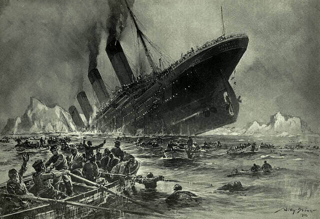 "Untergang der Titanic", as conceived by Willy Stöwer, 1912