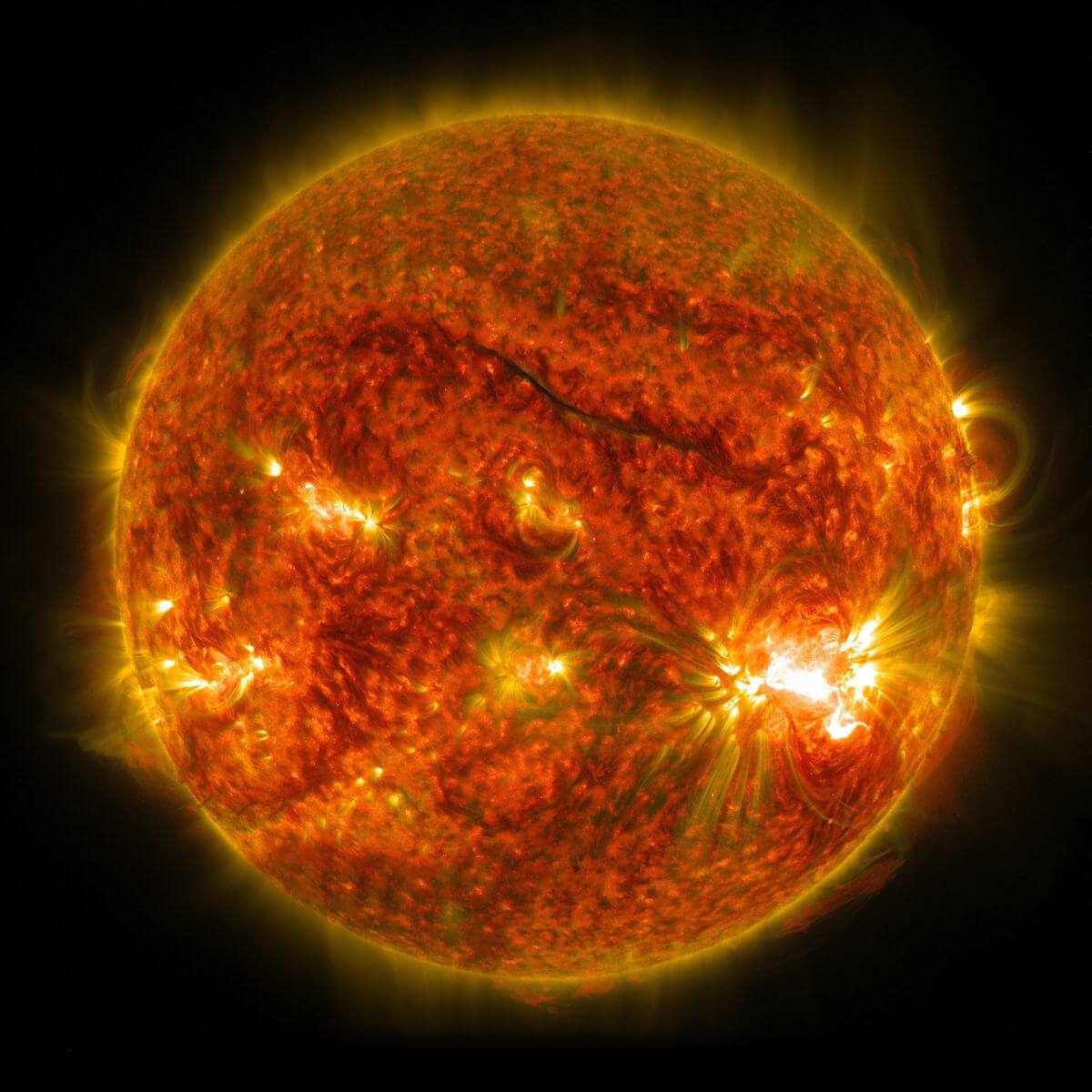 The Sun. Credit https://www.nasa.gov/content/goddard/one-giant-sunspot-6-substantial-flares/