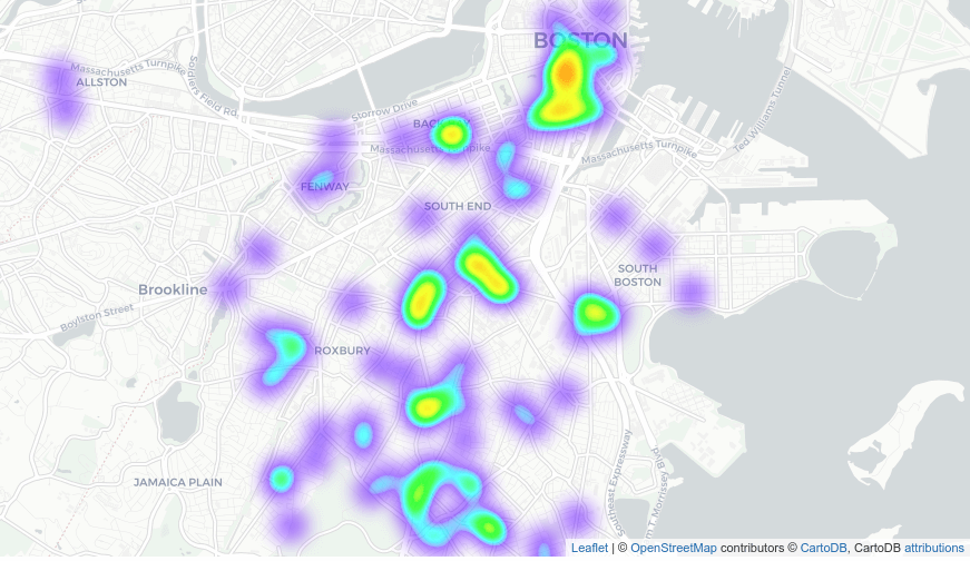 boston daytime robberies crimes heat map