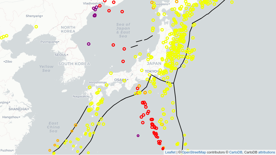 visualize earthquake depth and plate boundaries