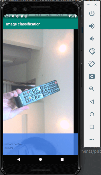 AI App Image Classification Android with TensorFlow Lite Predict Remote Control from Front Camera Real-Time