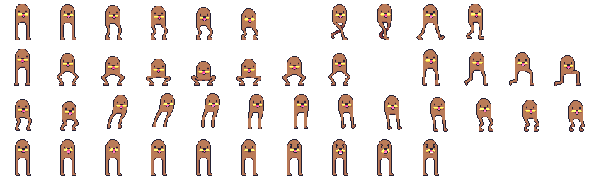 Video Game sprite sheet of niche internet character "gondola" from image boards. Credit https://commons.wikimedia.org/wiki/File:Gondola.png