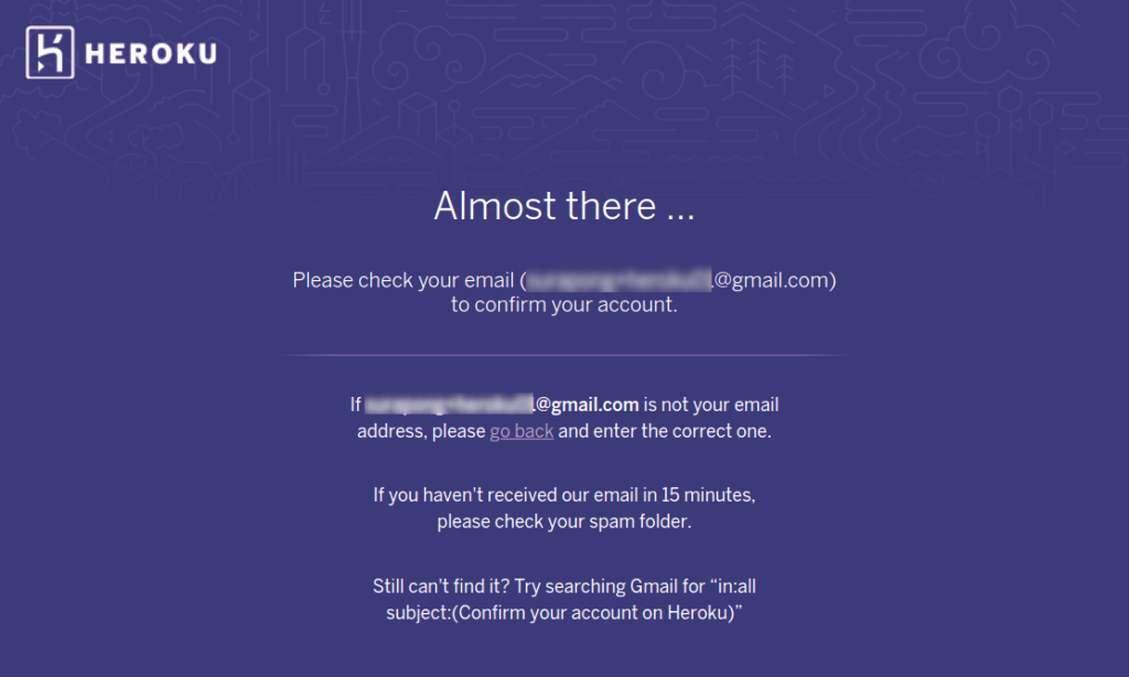 Heroku Sign Up Confirm