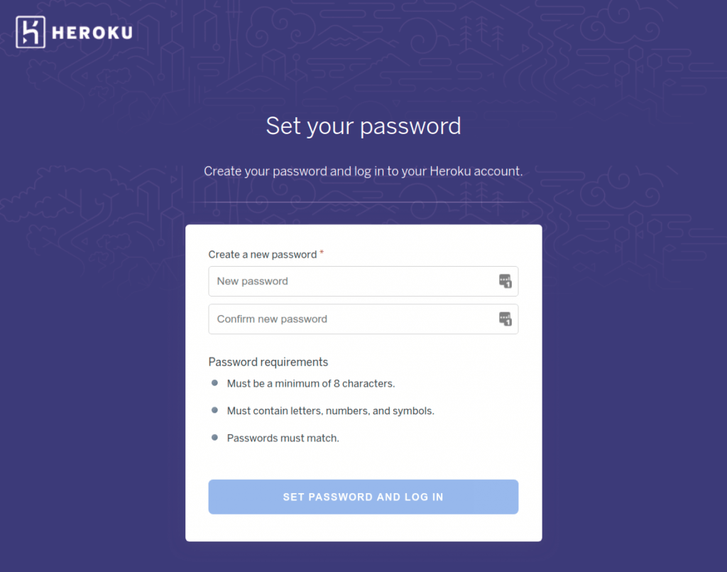 Heroku Set your password form