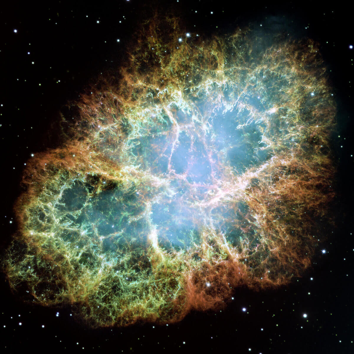The Crab Nebula, the result of a supernova noted by Earth-bound chroniclers in 1054 A.D. Image Credit: NASA, ESA, J. Hester, A. Loll (ASU) https://www.nasa.gov/multimedia/imagegallery/image_feature_1604.html