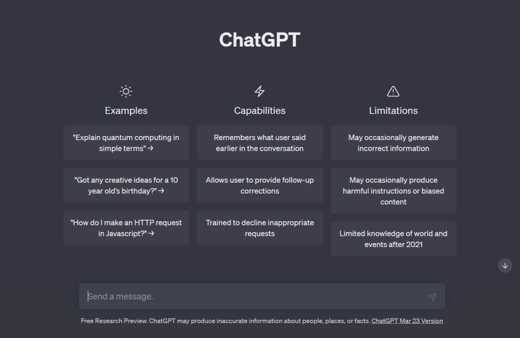 ChatGPT คือ แชทบอทปัญญาประดิษฐ์ (AI Chatbot) ที่ถูกสร้างโดย OpenAI เปิดตัวเมื่อ เดือน พฤศจิกายน 2022 OpenAI